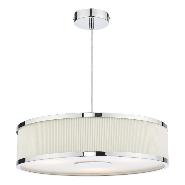 Alvaro 3 Light Single Pendant Polished Chrome Ivory