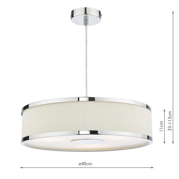 Alvaro 3 Light Single Pendant Polished Chrome Ivory - Image 4