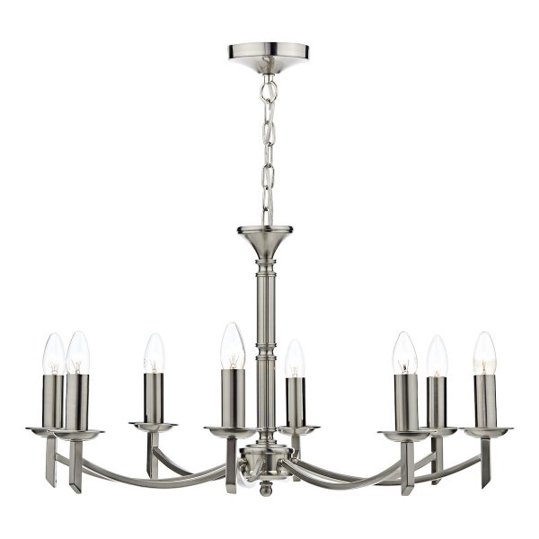 Ambassador 8 Light Dual Mount Chandelier Satin Chrome