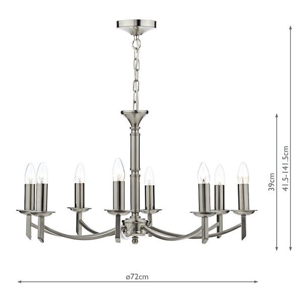 Ambassador 8 Light Dual Mount Chandelier Satin Chrome - Image 5