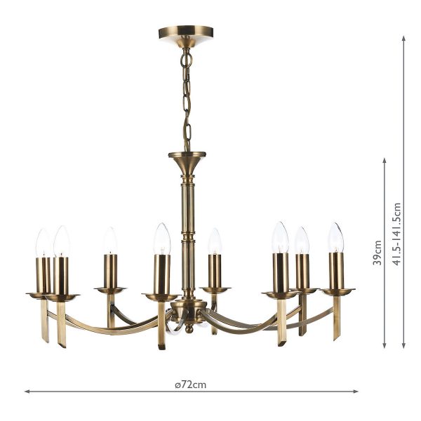 Ambassador 8 Light Dual Mount Pendant Antique Brass - Image 6