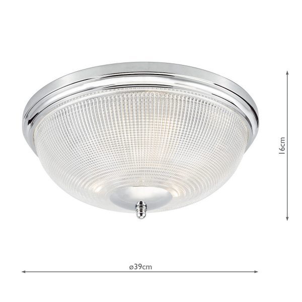 Arbor Bathroom 3 Light Flush Polished Chrome & Glass IP44 - Image 5