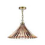 Ardeche 1 Light Large Pendant Amber Glass & Antique Brass