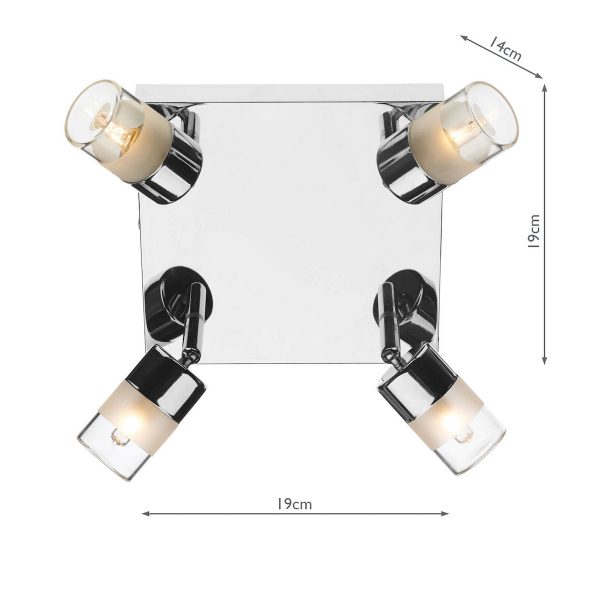 Artemis Bathroom 4 Light Spotlight Polished Chrome Glass IP44 - Image 4