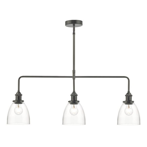 Arvin 3 Light Bar Pendant Antique Chrome & Glass