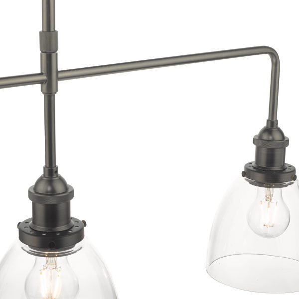 Arvin 3 Light Bar Pendant Antique Chrome & Glass - Image 2
