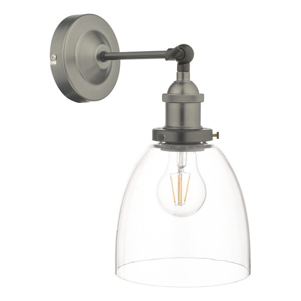 Arvin Industrial Wall Light Antique Chrome with Clear Glass Shade - Image 2
