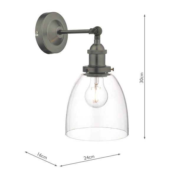 Arvin Industrial Wall Light Antique Chrome with Clear Glass Shade - Image 7