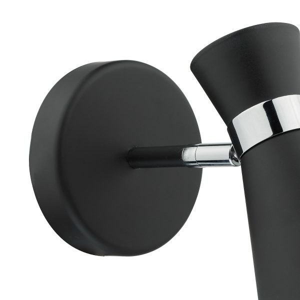 Ashworth Single Wall Spotlight Matt Black Polished Chrome - Image 2