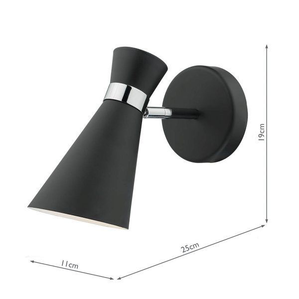Ashworth Single Wall Spotlight Matt Black Polished Chrome - Image 4