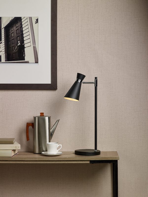 Ashworth Table Lamp Matt Black & Polished Chrome - Image 4