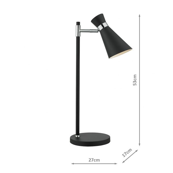 Ashworth Table Lamp Matt Black & Polished Chrome - Image 7