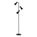 Ashworth 3 Light Floor Lamp Matt Black & Polished Chrome