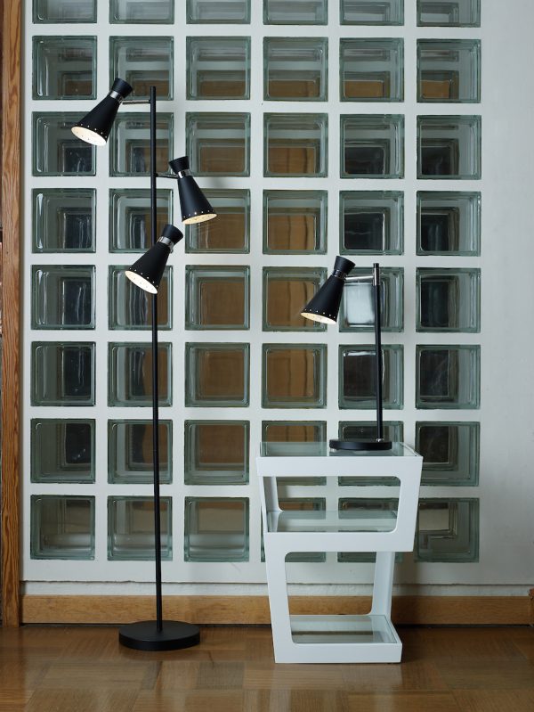 Ashworth 3 Light Floor Lamp Matt Black & Polished Chrome - Image 4