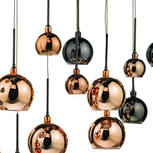 Aurelia 15 Light Bar Pendant Black Chrome & Copper/Bronze Glass - Image 3