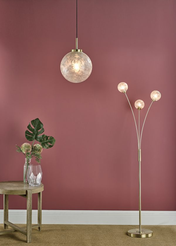 Avari 1 Light Pendant Satin Brass And Clear Frosted Glass - Image 6