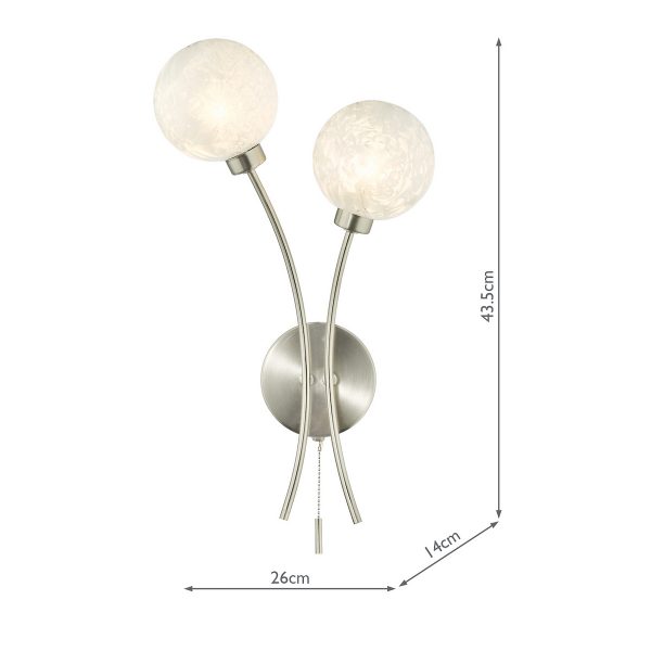 Avari 2 Light Wall Light Satin Nickel Frosted Glass - Image 10