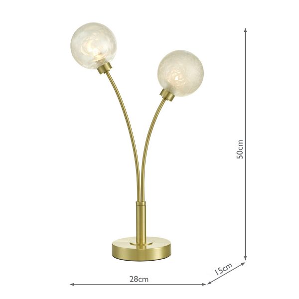 Avari 2 Light Table Lamp Satin Brass Glass - Image 7