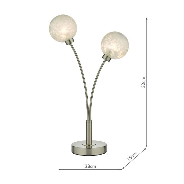 Avari 2 Light Table Lamp Satin Nickel Frosted Glass - Image 9