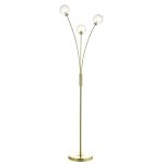 Avari 3 Light Floor Lamp Satin Brass Glass