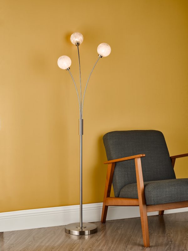 Avari 3 Light Floor Lamp Satin Nickel Frosted Glass - Image 6