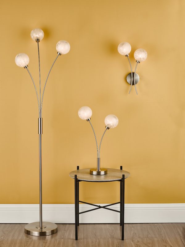 Avari 3 Light Floor Lamp Satin Nickel Frosted Glass - Image 9