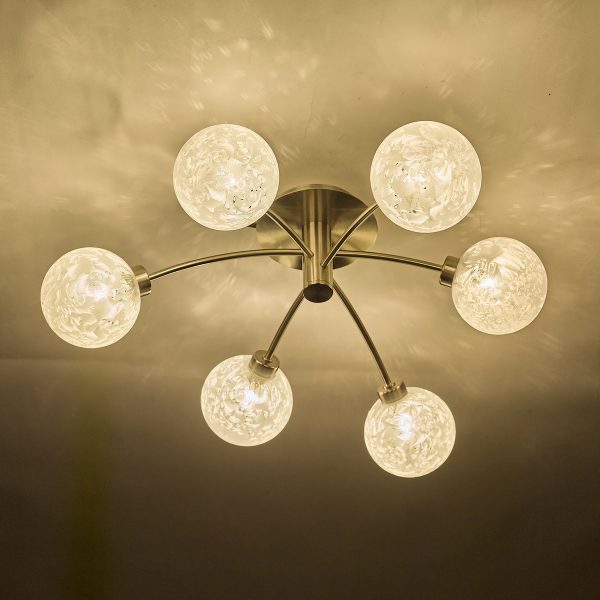 Avari 6 Light Semi Flush Satin Nickel Frosted Glass - Image 5