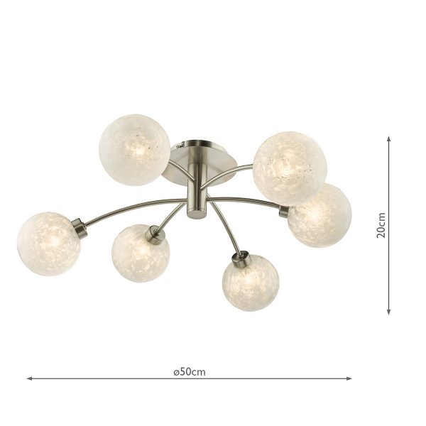 Avari 6 Light Semi Flush Satin Nickel Frosted Glass - Image 8