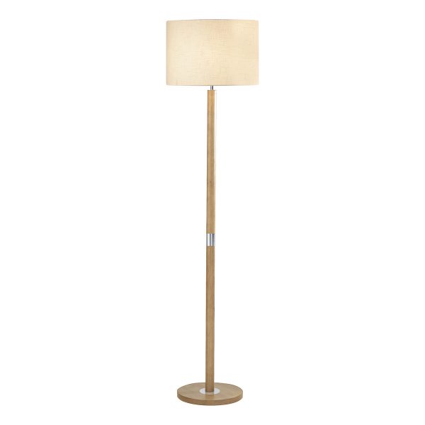 Avenue Floor Lamp Light Wood Polished Chrome With Shade