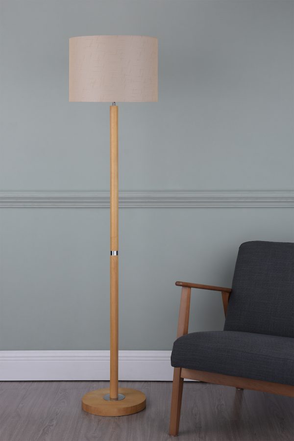 Avenue Floor Lamp Light Wood Polished Chrome With Shade - Image 5