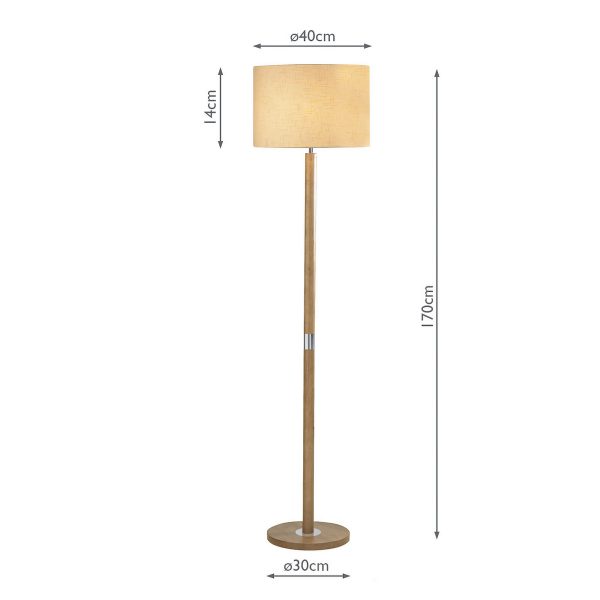 Avenue Floor Lamp Light Wood Polished Chrome With Shade - Image 6