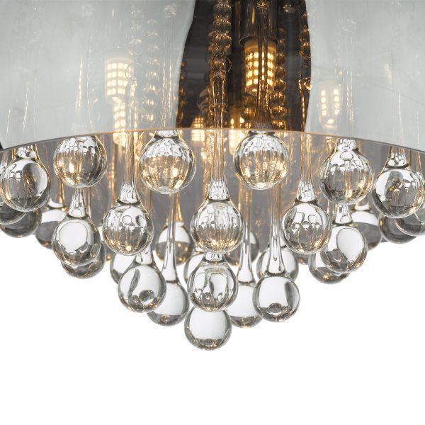 Aviel 5 Light Flush Smoked Shade With Clear Glass Droppers - Image 4