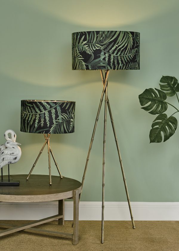 Bamboo Tripod Floor Lamp Antique Brass Base Only - Image 2