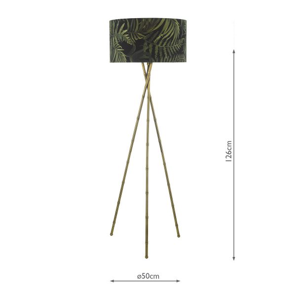 Bamboo Tripod Floor Lamp Antique Brass Base Only - Image 4