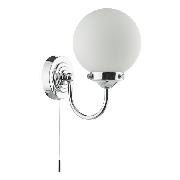 Barclay Bathroom Wall Light Polished Chrome Opal Glass IP44 - Image 2