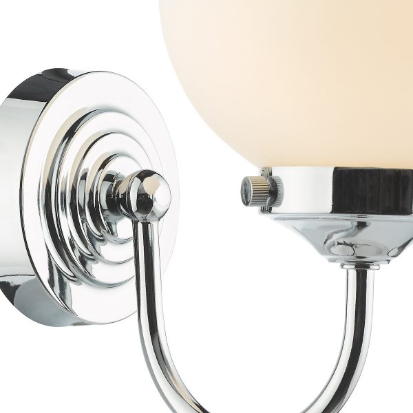 Barclay Bathroom Wall Light Polished Chrome Opal Glass IP44 - Image 3