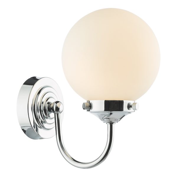 Barclay Bathroom Wall Light Polished Chrome Opal Glass IP44 - Image 4