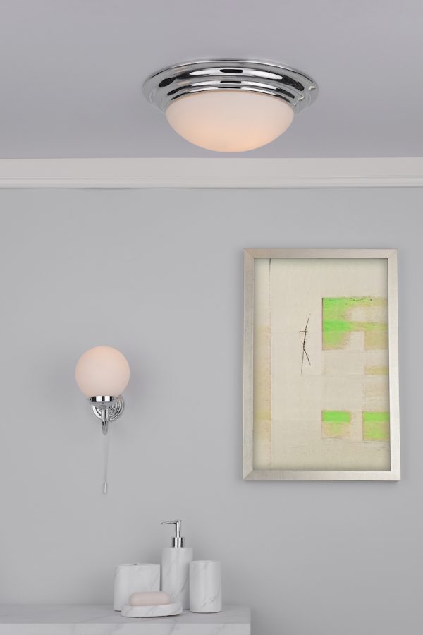 Barclay Bathroom Wall Light Polished Chrome Opal Glass IP44 - Image 7