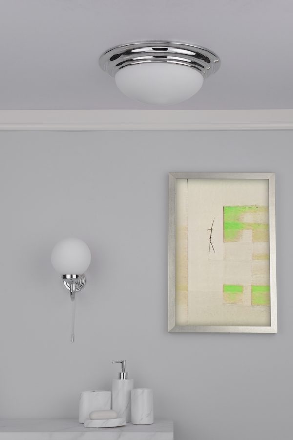 Barclay Bathroom Wall Light Polished Chrome Opal Glass IP44 - Image 8