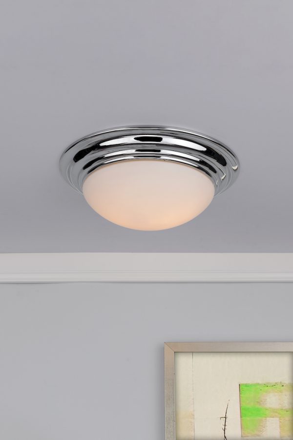 Barclay Large Bathroom Flush Polished Chrome Opal Glass IP44 - Image 3