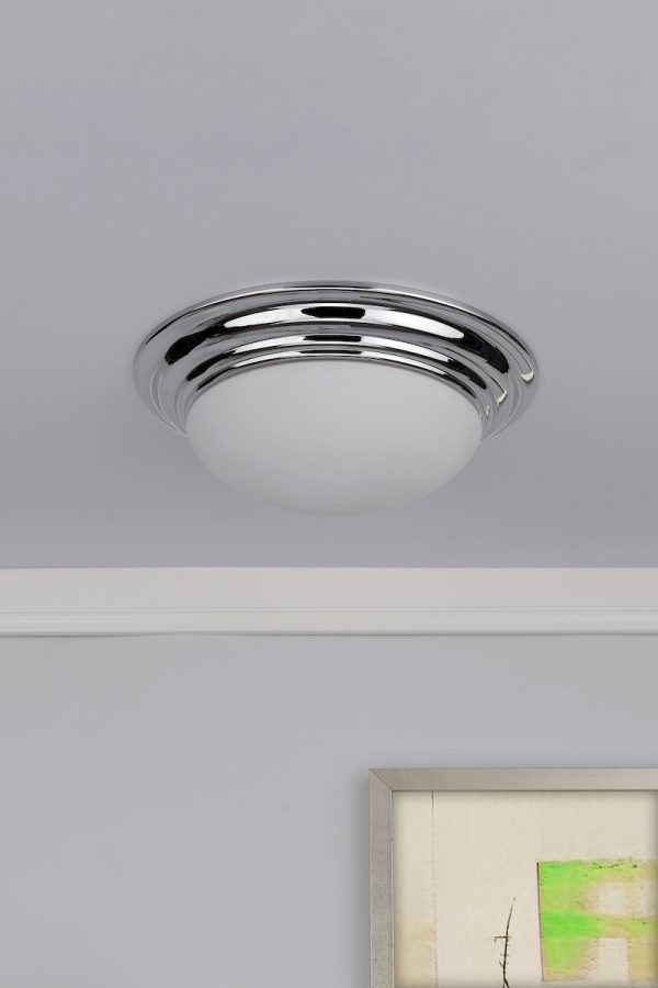 Barclay Large Bathroom Flush Polished Chrome Opal Glass IP44 - Image 4