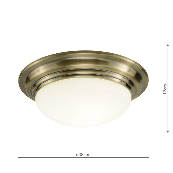 Barclay Large Bathroom Flush Antique Brass Opal Glass IP44 - Image 7