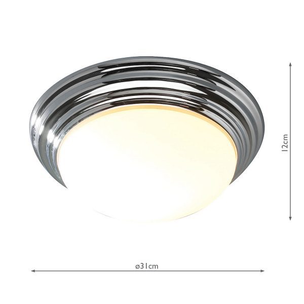 Barclay Small Bathroom Flush Polished Chrome Opal Glass IP44 - Image 3