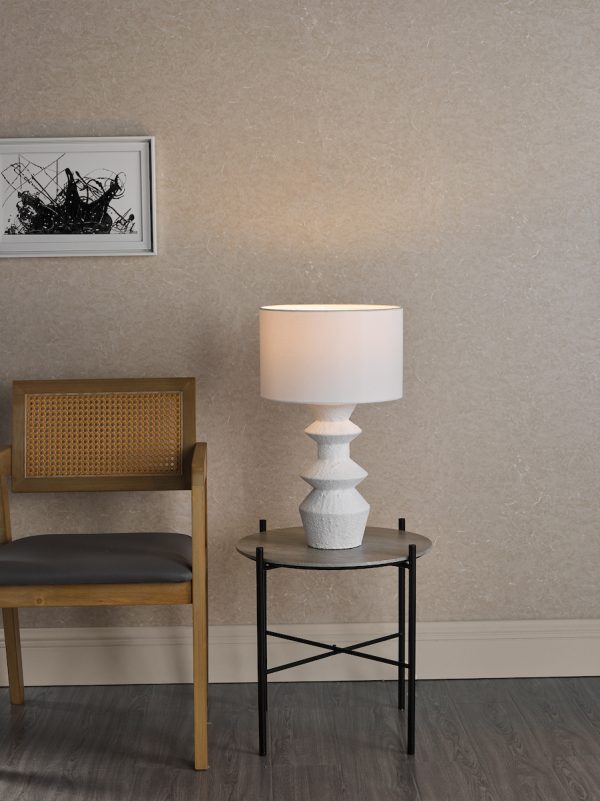 Bidelia Table Lamp Matt White With Shade - Image 7