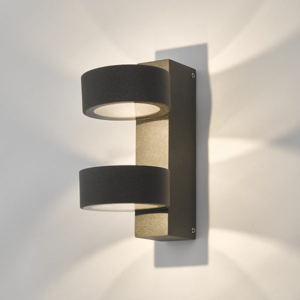 Bohdan Outdoor 2 Light Wall Light Matt Grey IP65 LED - Image 3