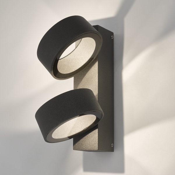 Bohdan Outdoor 2 Light Wall Light Matt Grey IP65 LED - Image 4