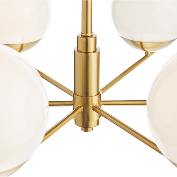 Bombazine 6 Light Pendant Natural Brass and Opal Glass - Image 4