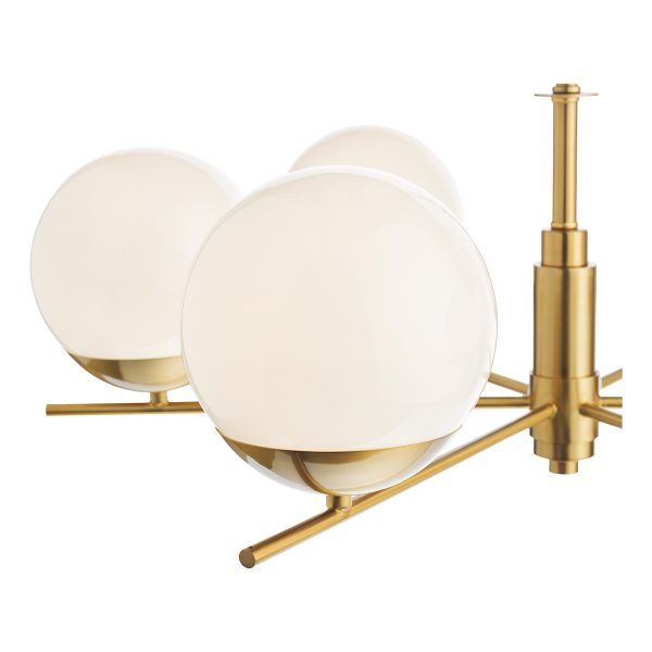 Bombazine 6 Light Pendant Natural Brass and Opal Glass - Image 5