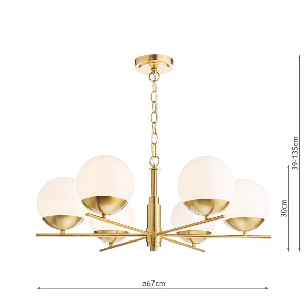 Bombazine 6 Light Pendant Natural Brass and Opal Glass - Image 10