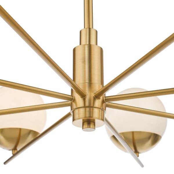 Bombazine 8 Light Pendant Natural Brass Opal Glass - Image 4